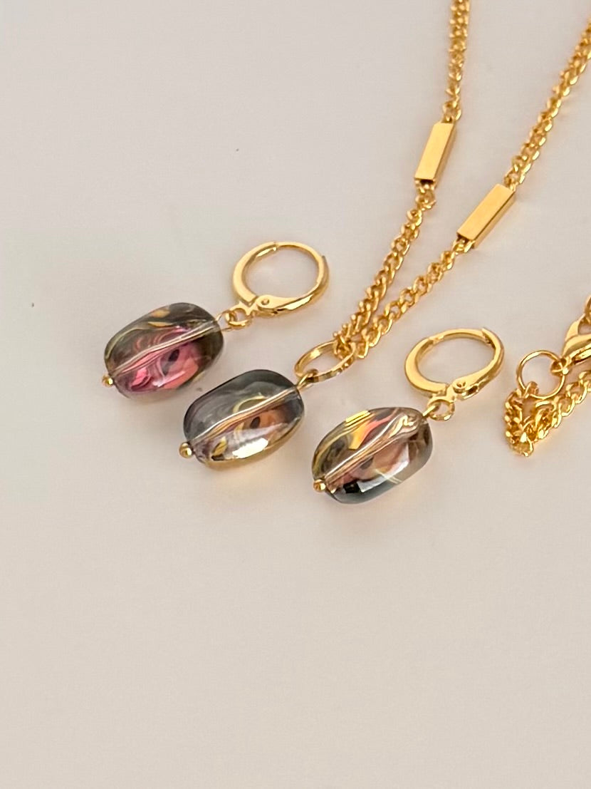 Ensemble collier et boucle d'oreille (été)