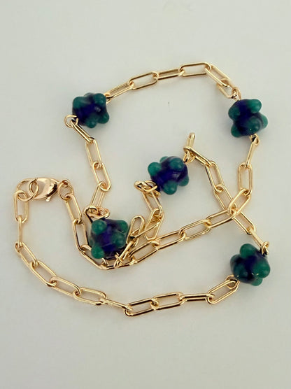 Collier Salsa ( bleu vert)