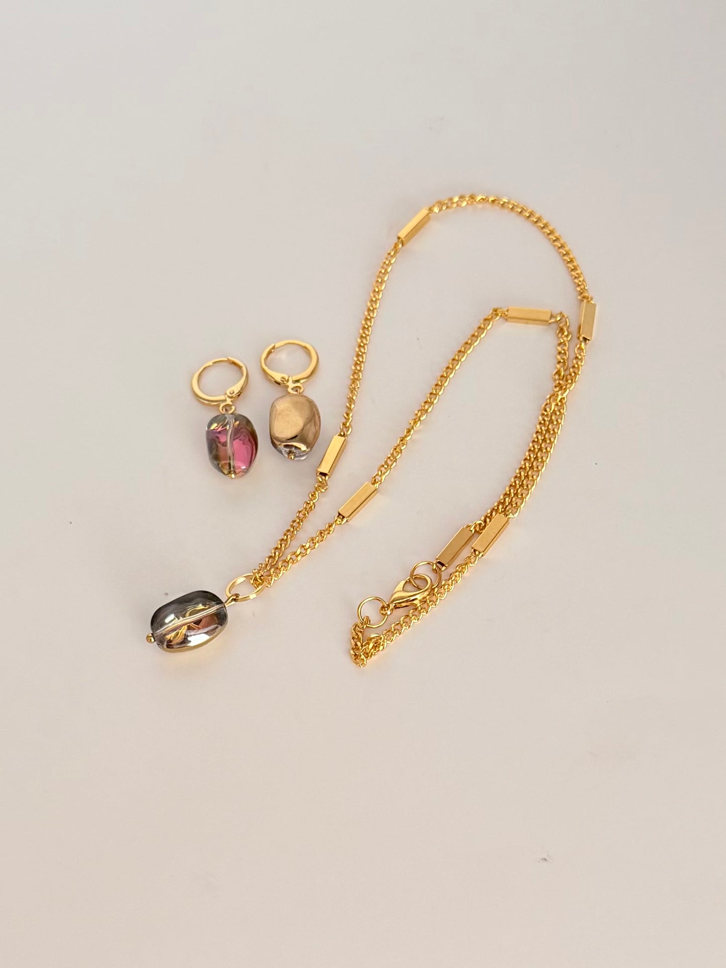 Ensemble collier et boucle d'oreille (été)