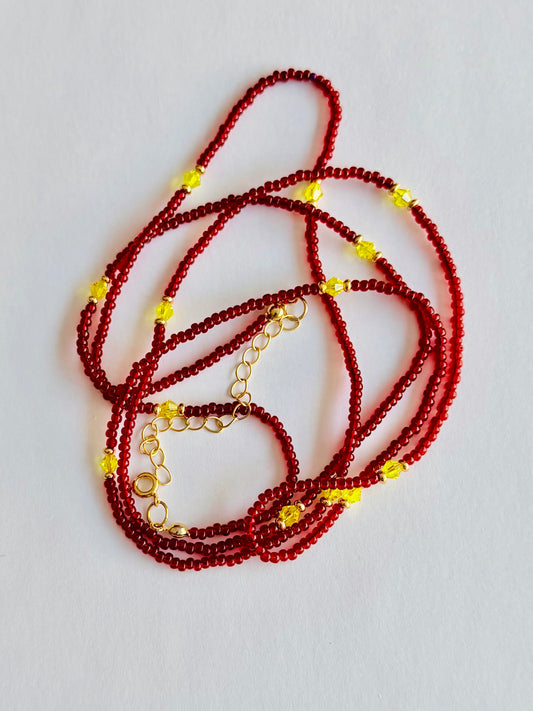 Collier perles de rocaille rouge (été)