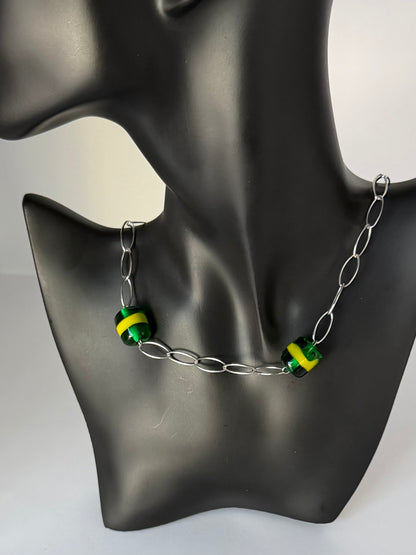 Collier ligne vert (acier)