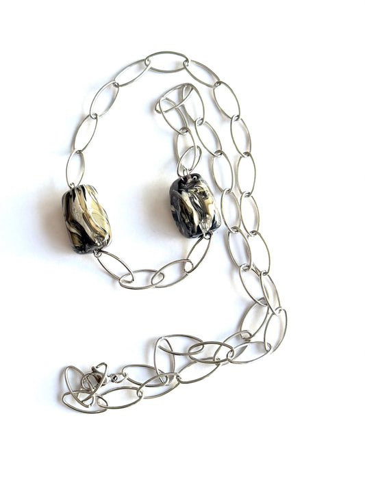 Collier ligne gris (acier)