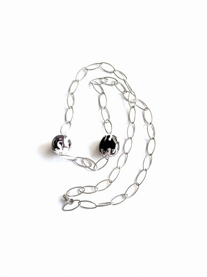 Collier ligne noir & blanc (acier)