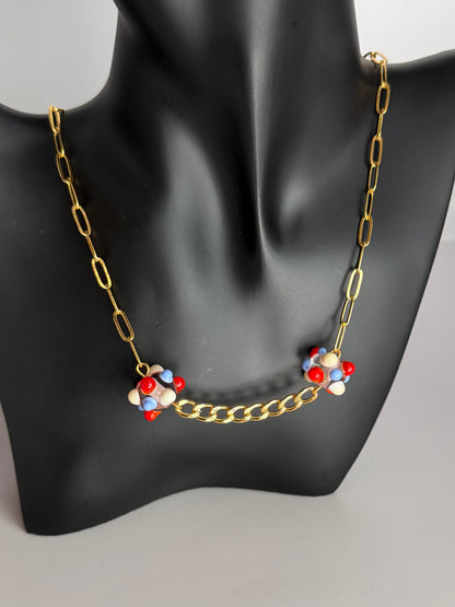 Collier ligne (rouge & blanc)