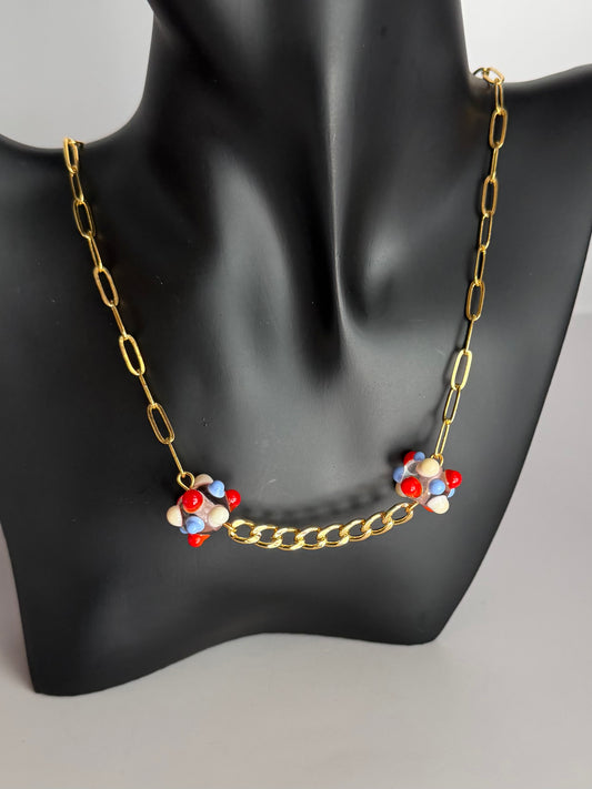 Collier ligne (rouge & blanc)