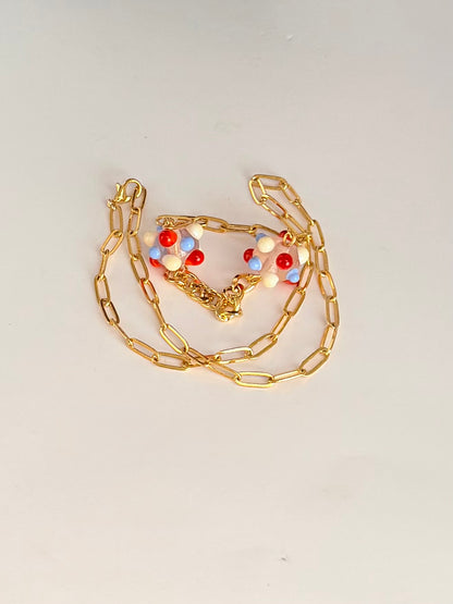 Collier ligne (rouge & blanc)