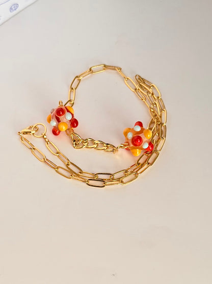 Collier ligne (rouge & blanc)
