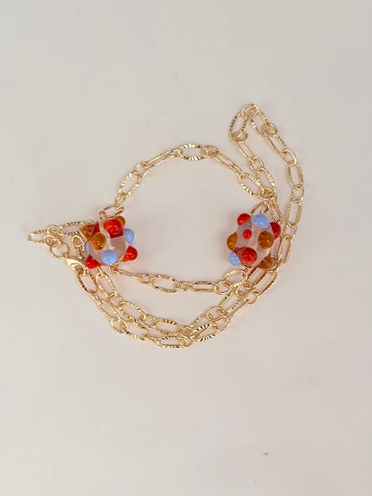 Collier ligne (rouge & bleu)