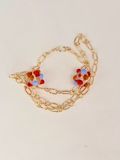 Collier ligne (rouge & bleu)