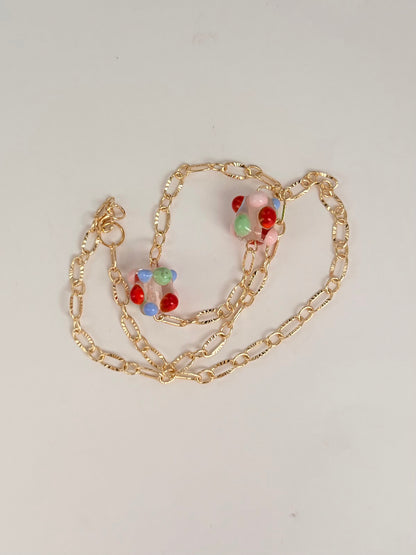Collier ligne (rouge & bleu)