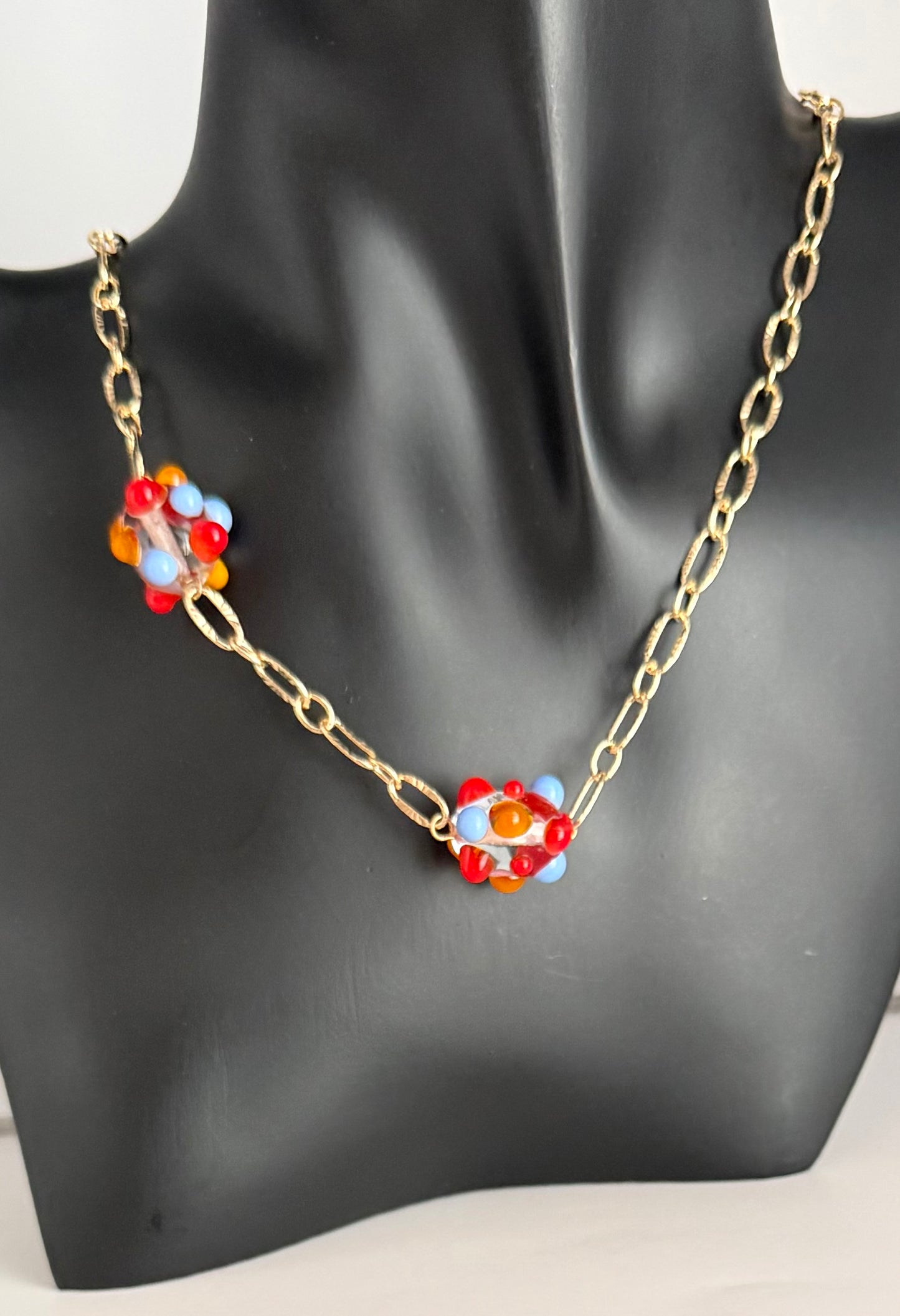 Collier ligne (rouge & bleu)