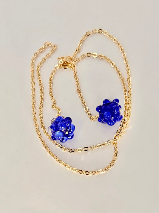 Collier ligne à noué (bleu)
