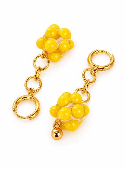 Boucle d'oreille salsa (pendante) jaune