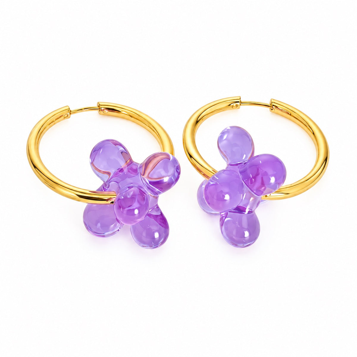 Boucle d'oreille créole dorée Murano — multicolore