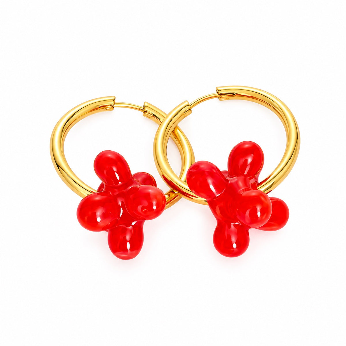 Boucle d'oreille créole dorée Murano — multicolore
