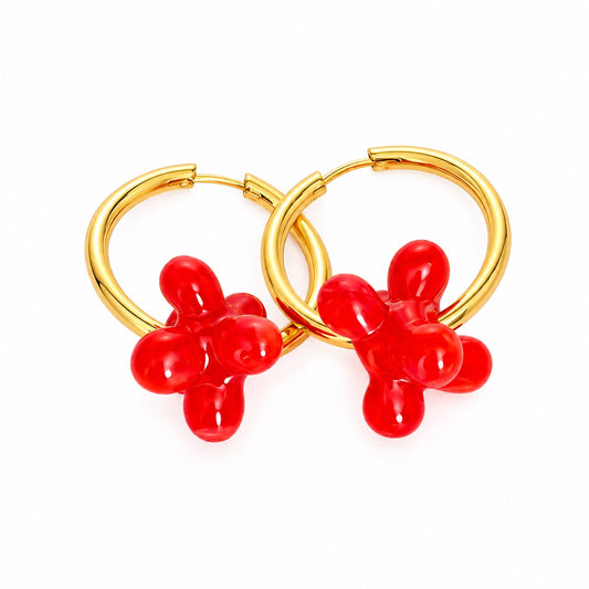 Boucle d'oreille créole dorée Murano — multicolore