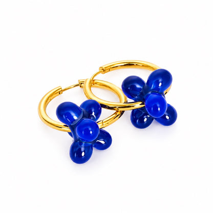 Boucle d'oreille créole dorée Murano — multicolore