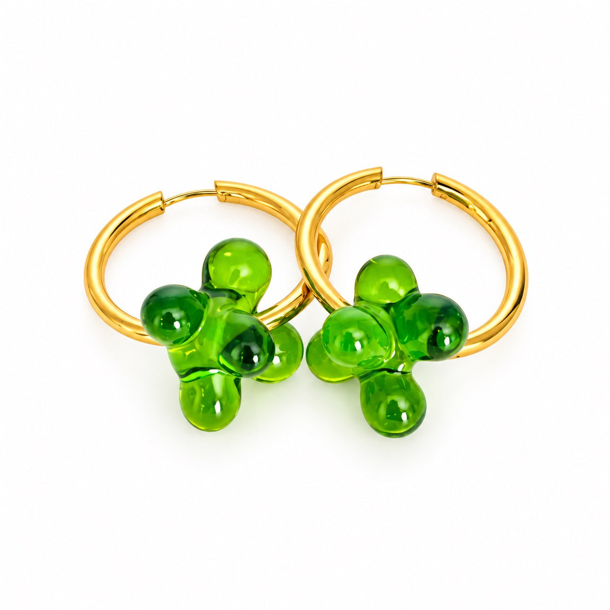Boucle d'oreille créole dorée Murano — multicolore
