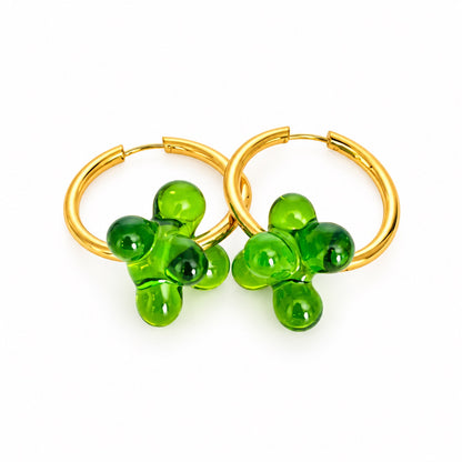 Boucle d'oreille créole dorée Murano — multicolore
