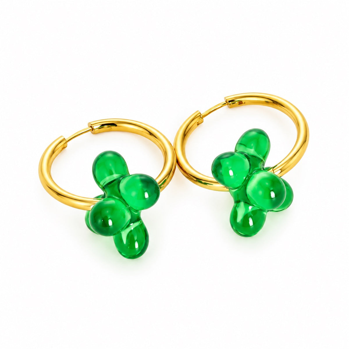Boucle d'oreille créole dorée Murano — multicolore