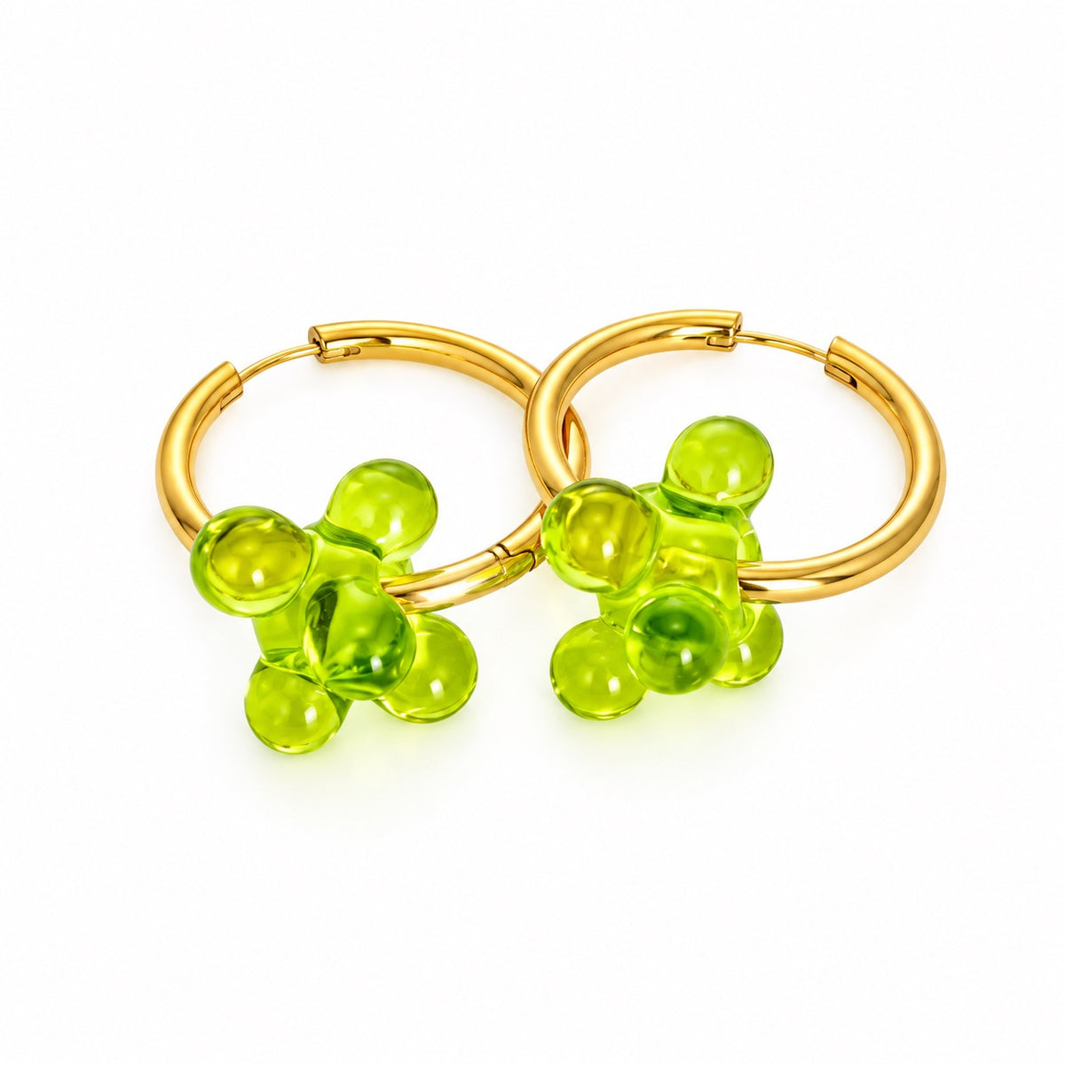 Boucle d'oreille créole dorée Murano — multicolore