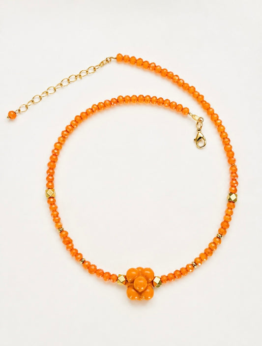 Collier perles orange