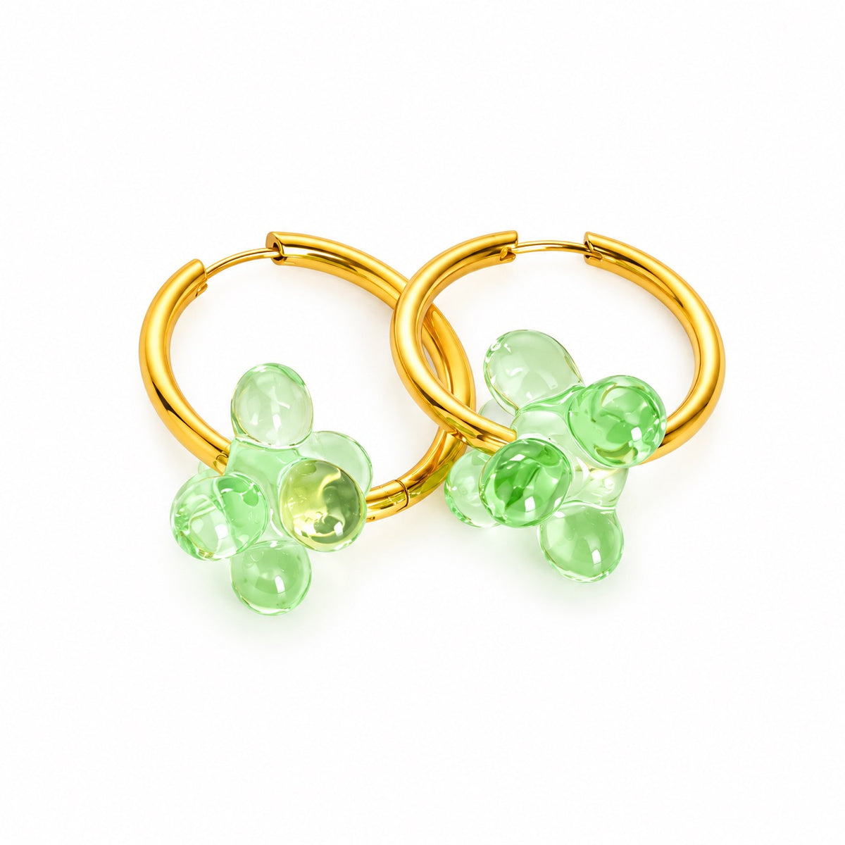Boucle d'oreille créole dorée Murano — multicolore