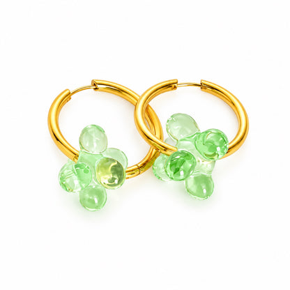 Boucle d'oreille créole dorée Murano — multicolore