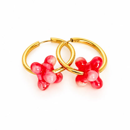 Boucle d'oreille créole dorée Murano — multicolore