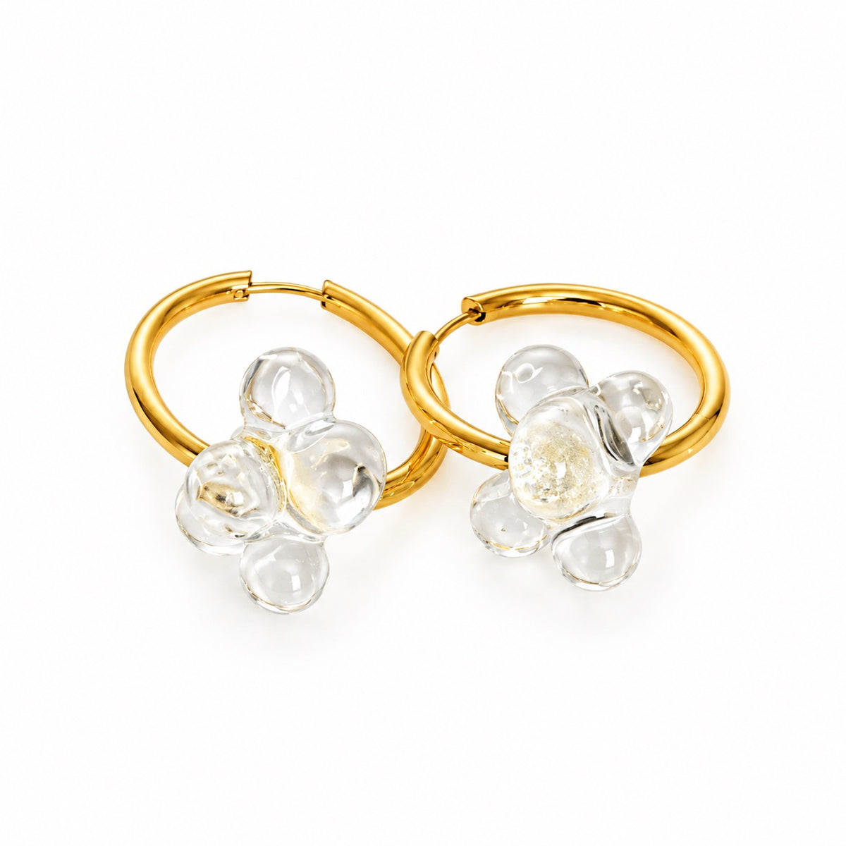 Boucle d'oreille créole dorée Murano — multicolore