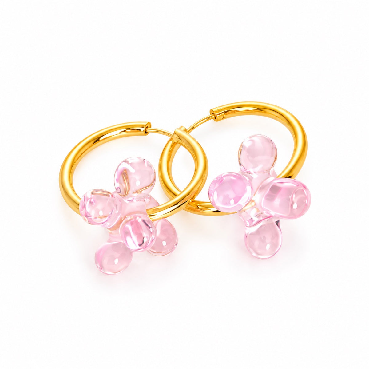 Boucle d'oreille créole dorée Murano — multicolore