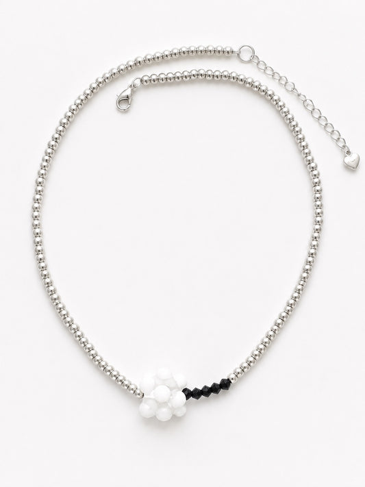 Collier perles argenté
