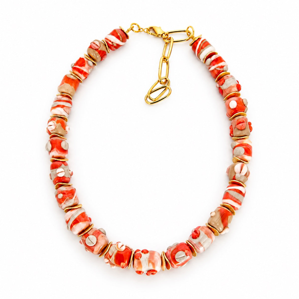 Collier volume cauri rouge