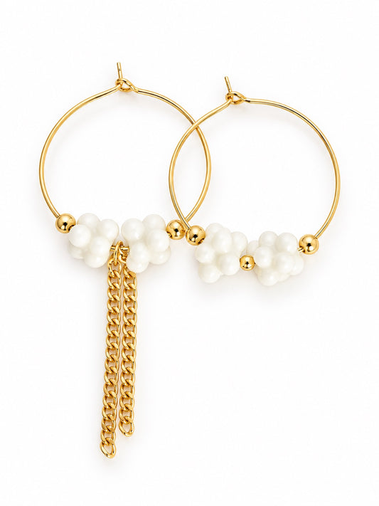 Boucle d'oreille fine — perles de verre artisanales & chaîne dorée n°1