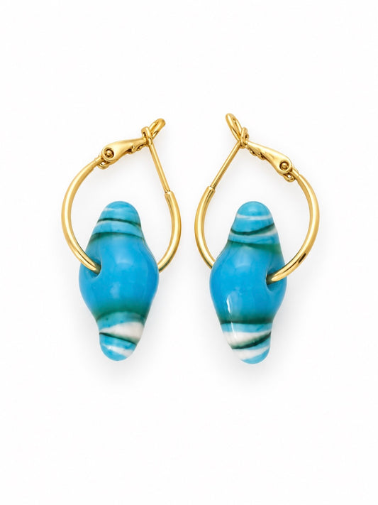 Boucle d'oreille  Vague-bleue