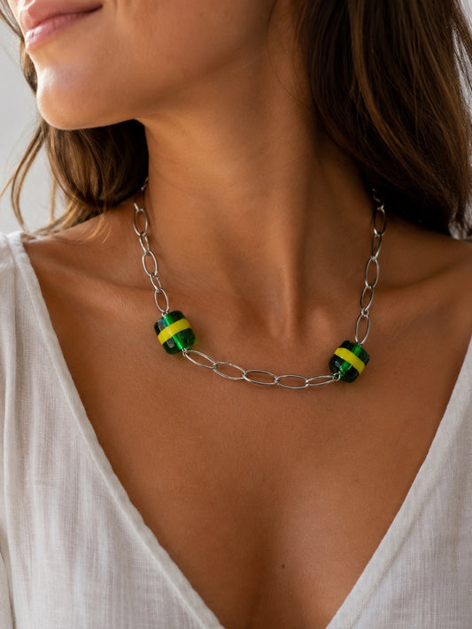 Collier ligne vert (acier)